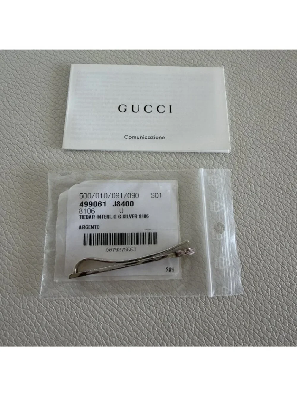 NEW Gucci Interlocking Sterling Silver G Pink Tie 100% Authentic